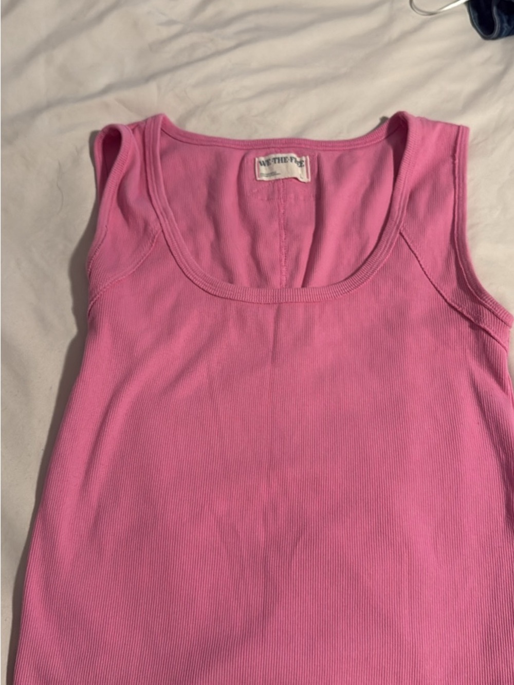 We The Free Bright Pink Ribbed Scoop Tank